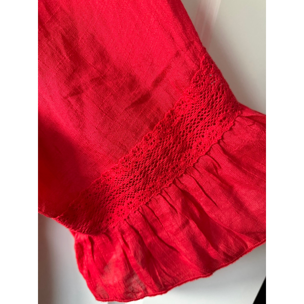 J.Gee Red Midi Dress with Ruffle Sleeves - Size L - Picture 6 of 7
